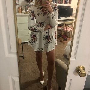 White floral Empire wasted baby doll dress